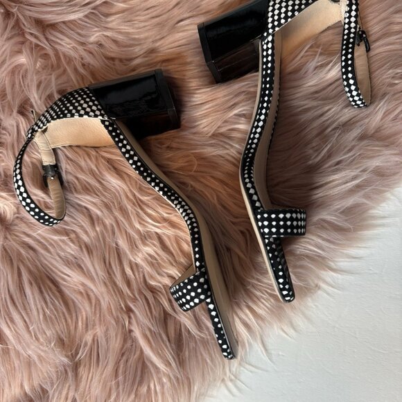 Stuart Weitzman Simple Block Heel Ankle Strap Sandals Black White - Picture 3 of 7